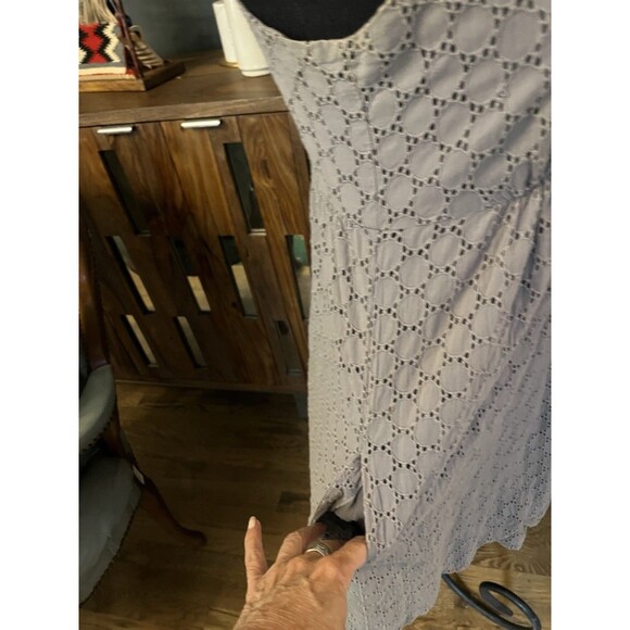 Calypso St Barth Womens Cotton Sleeveless Eyelet Ruffle Mini Dress Gray Size M - Picture 4 of 7